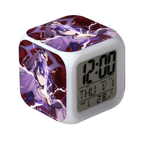 Wekity Game Yuanshen Alarm Clock LED Square Clock Digital Alarm Clock with Time, Temperature, Alarm, Date