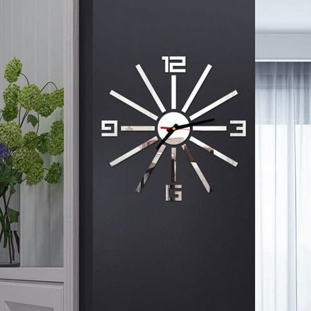 WHAMVOX Acrylic Wall Clock for Home Decoration with Simple Design and Silent Sweep Second Hand Silver 10x3 inches