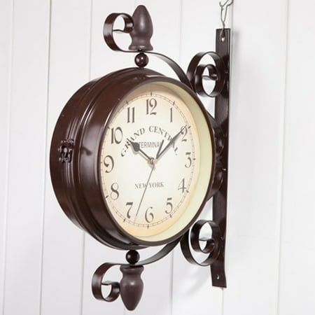 WHAMVOX Double Sided Wall Clock Decorative Clocks for Living Room Office