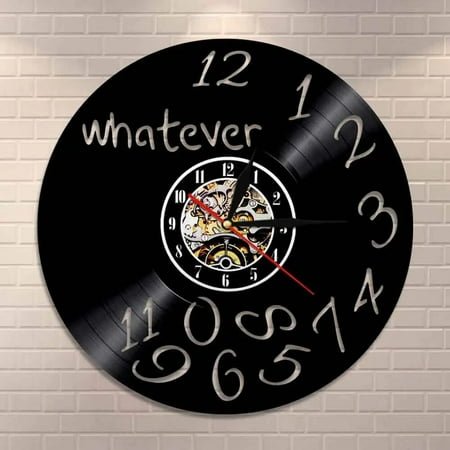 Whatever,I'm late anyway Whatever Vinyl Wall Clock,Vinyl Record Clock Wall Art Black Handmade Art Home Unique Gift idea