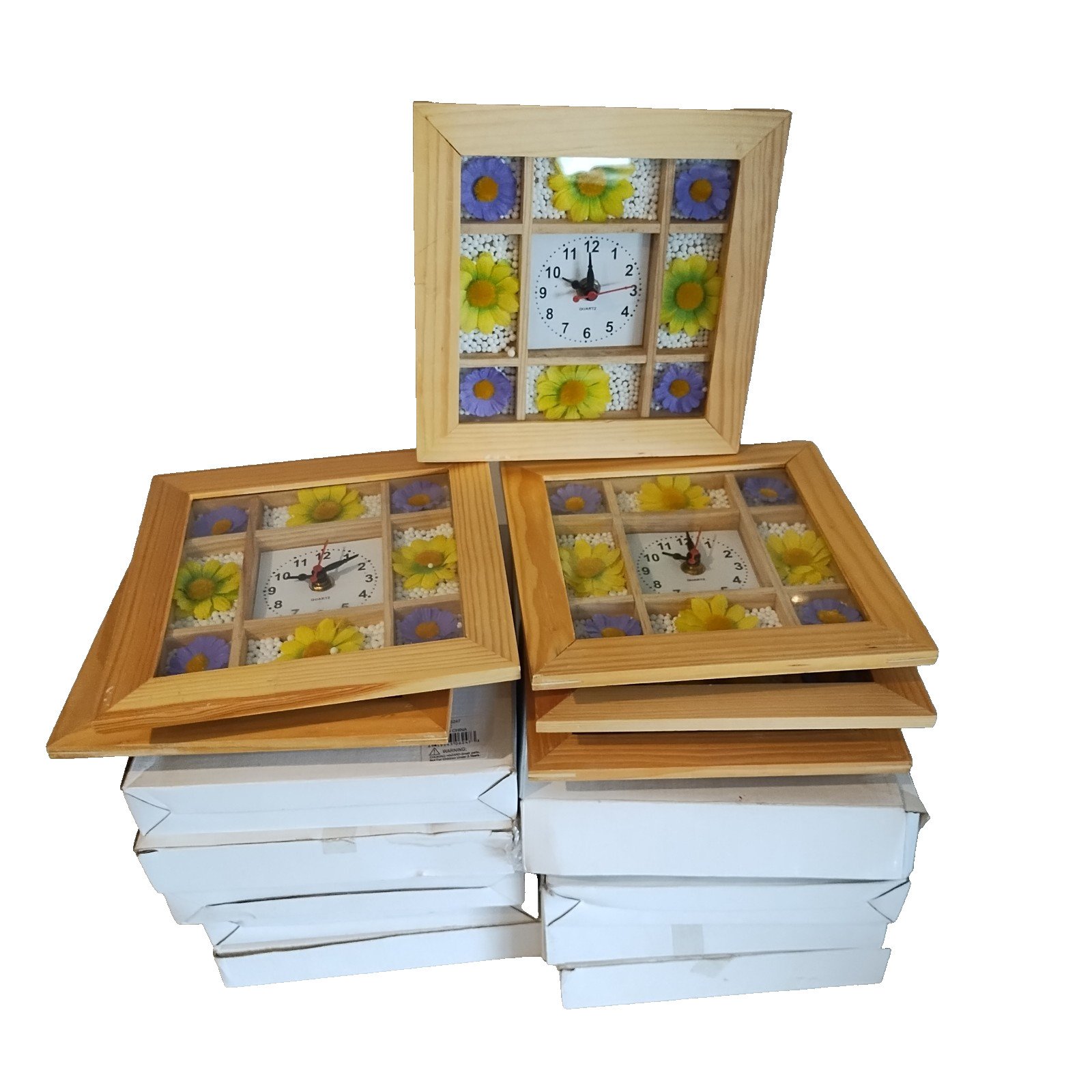 Wholesale Lot 15 Quartz Wall Clocks Flower Diorama AA Battery Identical Unused