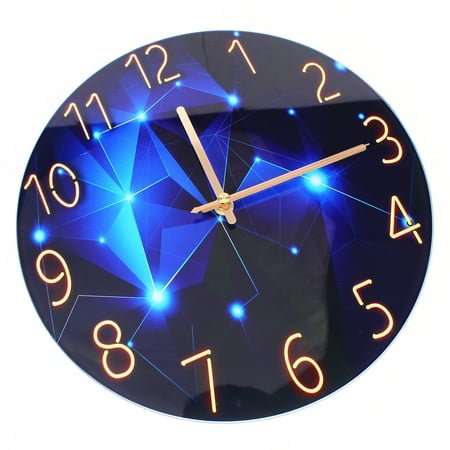 Wildnix Ultra-thin wall clock with glass surface, high light transmission, metal pointers, silent movement, rust-resistant, easy to hang, perfect for office, bedroom, or living room