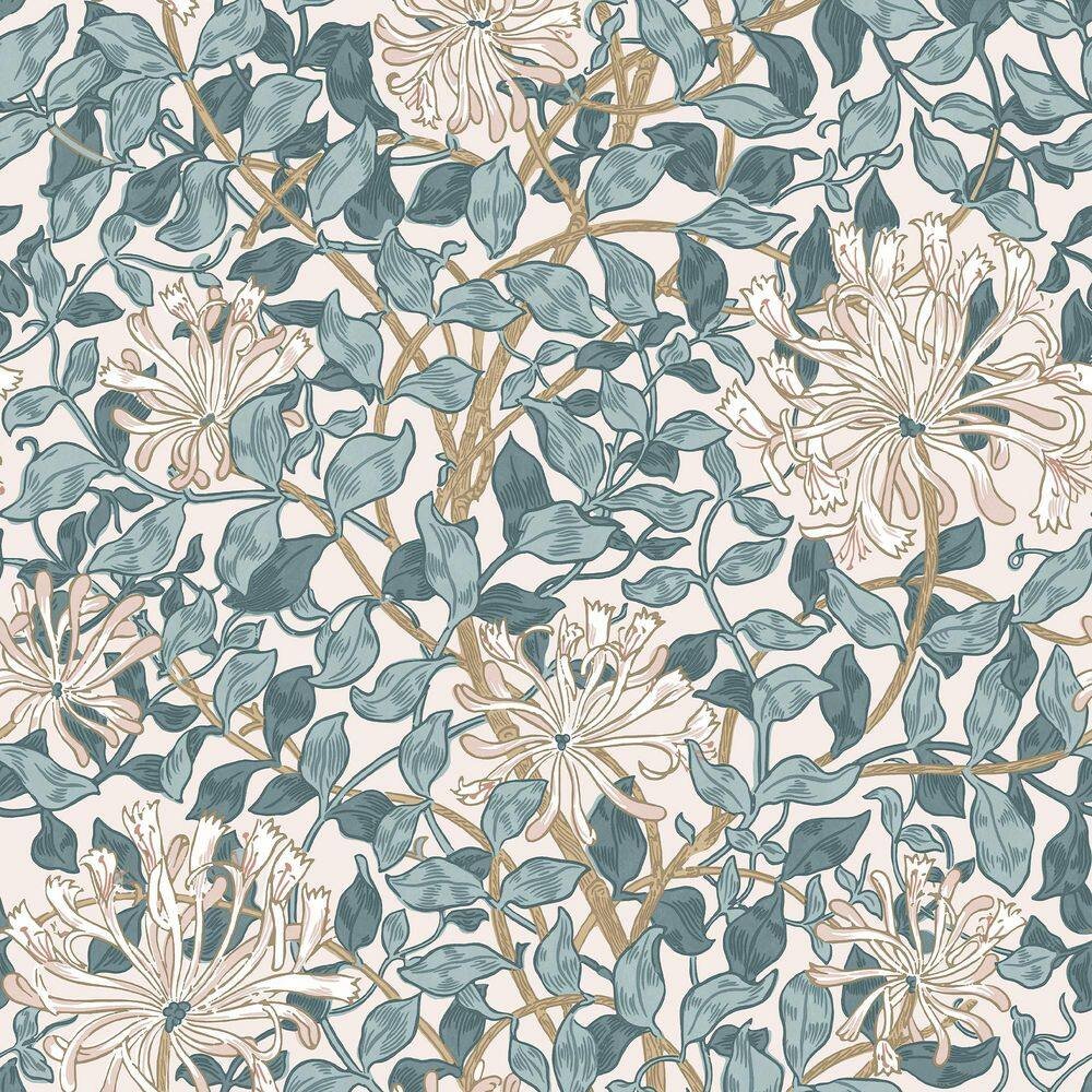 William Morris at Home Honeysuckle Dusk Blue Wallpaper