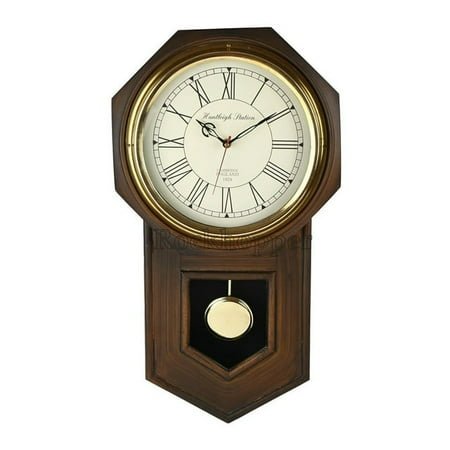 Wooden and Brass Large Pendulum Wall Clock for Living Room Home Decorations (Size: 12 x 3 x 20 Inch | Weight: 1210 Gram | Color: Brown)
