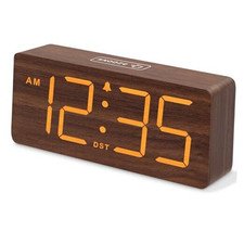 Wooden Digital Alarm Clock for Bedroom - Desk Clocks with Large Numbers for