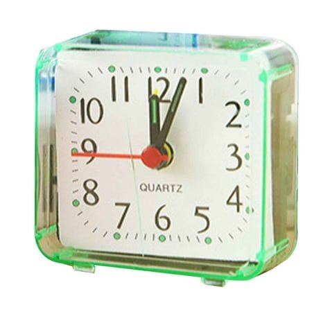 Worallymy Square Small Bed Alarm Clock Transparent Case Compact Travel Clock Mini Children Student Desk Watch