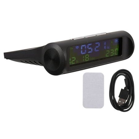 Worgeous Solar Powered Car Clock Small Digital Alarm Large Display Black