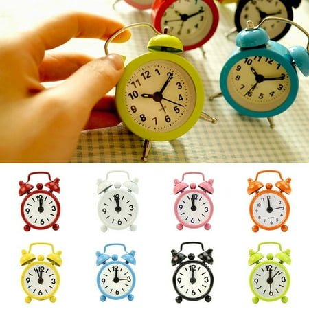XM Culture Classic Home Cute Battery Operated Analog Mini Round Bedside Desk Alarm Clock