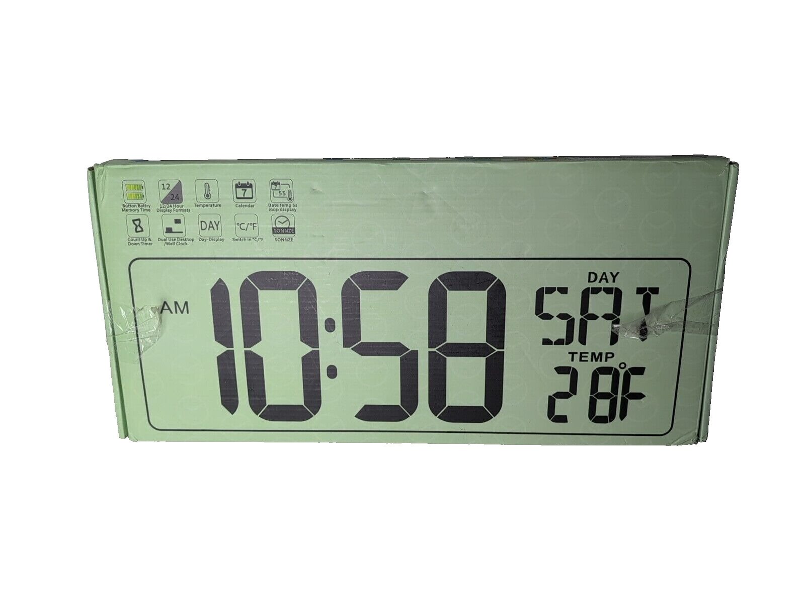 XREXS Large Digital Wall Clock with Backlight, 14.17 Inch Black