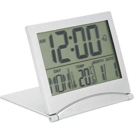 XXF-Electronic Compact Alarm Foldable Calendar Easy to Read Atomic Desktop Clock Auto Set Digital Alarm Clock Screen with Time/Date/Temperature Display- Perfect for Nightstand or Desk&&