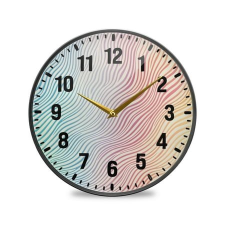 Yayeee Wall Clock Battery Operated 11.9 Silent Non-Ticking for Living Room, Wavy Striped