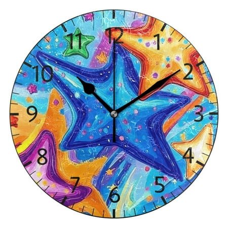 YAZAOO Decorative Wall Clock Size:25cm Cosmic Starscape Design Pattern Clock
