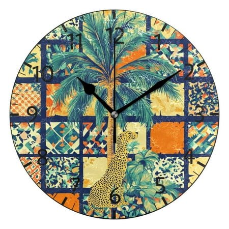YAZAOO Decorative Wall Clock Size：25cm Summer Ceramic Tile Pattern Design Pattern Clock