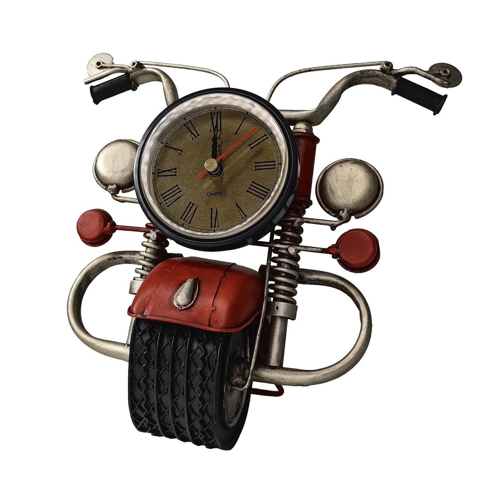 YCHTEWYMetal Motorcycle Art Wall Decoration Desk Stand Clock, Battery Operate...