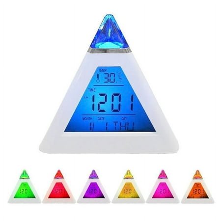 Yosoo Digital LCD Alarm Clock, White 7 LED Color Changing, Snooze Function, Thermometer Display