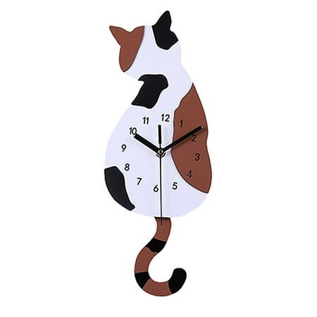 yotijay Cat Wall Clock, Birdhouse Minimalist Modern Design Clock Pendulum Silent, 170x420mm