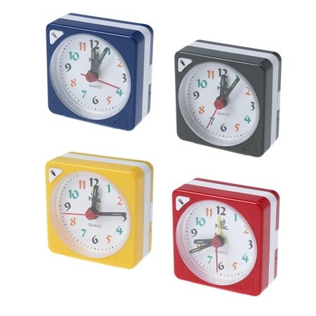 Zehuanyu Mini Clock Square Plastic Quartz Alarm Clock Portable Lightweight Clock (Grey)