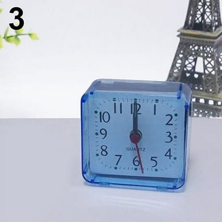 ZhuWa Bed Travel Mini Portable Compact Square Quartz Beep Table Silent Alarm Clock,White