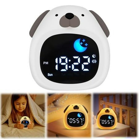 ZMKIAG Kids Alarm Clock with Color Change Night Light, Bedside Sleep Trainer Clocks with White Noise Rechargeable Cute Animal Shaped Digital Clocks for Boy & Girl