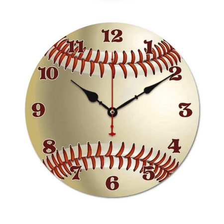 10 Inch Baseball Theme Round Wall Clock, Quartz Simulated Silent Desk Clock, Very Suitable For Home, Office, School, And Home Decoration