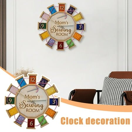 12 Inch Sewing Machine Vinyl Record Wall Clock 7 Color Changing, Vintage Design Dressmaker Sewing Room Wall Clock LED Night Light Tailor Quilting Wall Watch Clock for Seamstress Tailor Gift