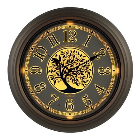 18-Inch Indoor/Outdoor Bronze Lux Lighted Dial Quartz Analog Wall Clock, 403-3246BR
