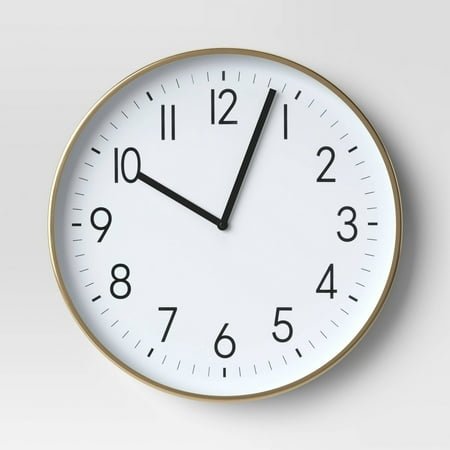 19 Plastic Mirrored Wall Clock Brass: Contemporary Round Analog Display