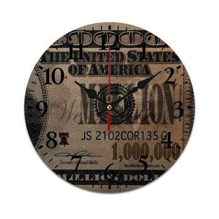 1 Million Dollar Bill Wall Clock Modern Design Clocks Wall Hanging Home Office School Clocks Round PVC Wall Clocks