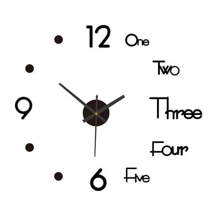 1x Modern 3D Stick on Wall clock Silent non Ticking Frameless Funky DIY Q8X7