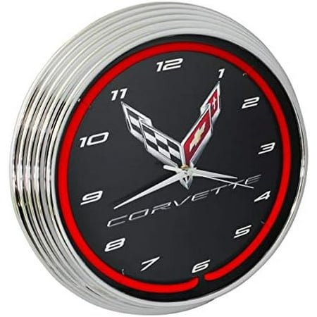 2020 Corvette C8 Red Light Up Neon Wall Clock 15-Inch