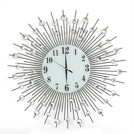 23.62 Vintage Metal Circular Quartz Wall Clock Glass Mirror