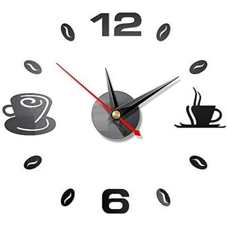 3D Diy Wall Clock, 2Pcs Diy Large Wall Clock, Frameless Large Wall Clock 3D Mirror Sticker Metal Silent Pendulum Modern Metal Wall Clock Living Room Decoration