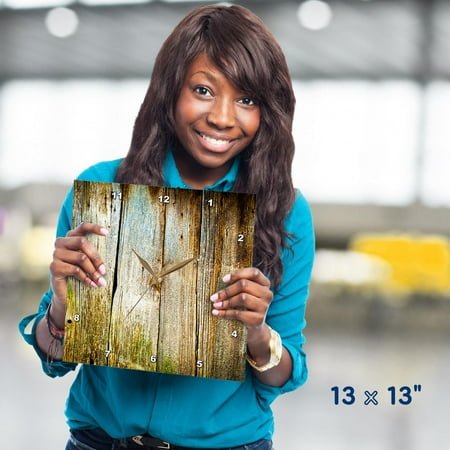 3dRose, Distressed Brown Barn Wood Effect, 13x13 Wall Clock