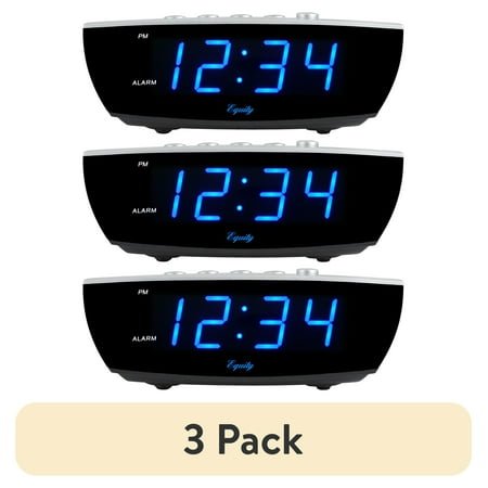 (3 pack) Equity 75903 0.9 in. Blue LED Digital Desktop Alarm Clock
