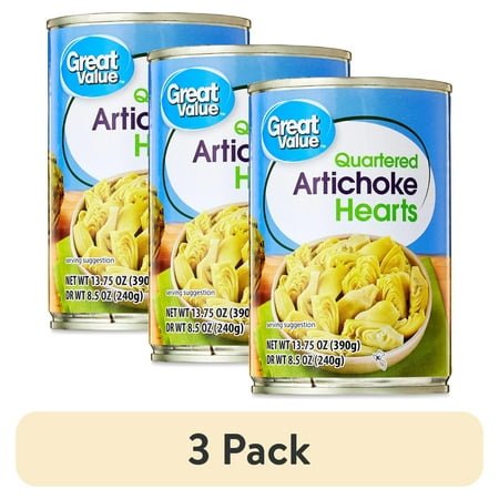 (3 pack) Great Value Quartered Artichoke Hearts, 13.75 oz