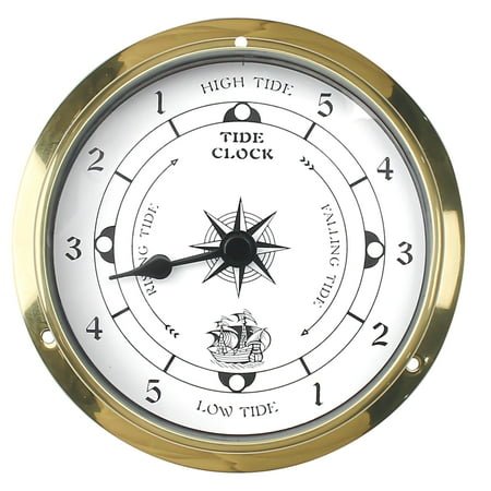 4.5 Inch Tide Clock High Tide Low Tide, Brass Wall Tide Clocks For East Coast West Boat Using Beach Ocean Gulf Activities Wall Hanging Mount Fishing Tides Weather Station Decor Accessories C74