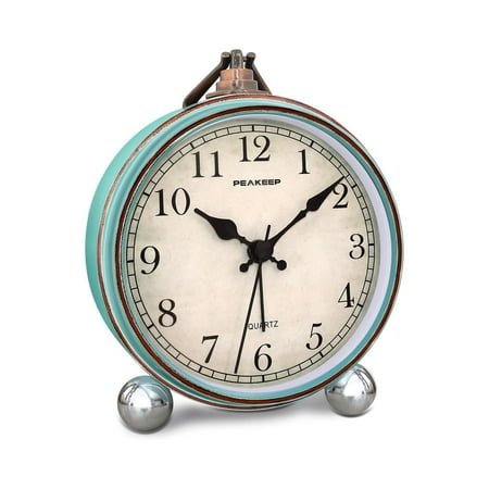 4 Small Battery Operated Antique Retro Analog Alarm Clock for Room Decor