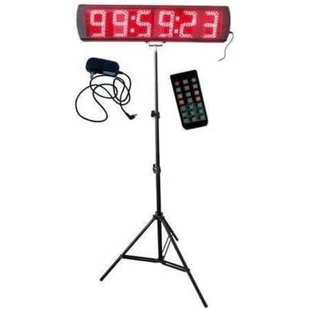 5-inch High Character Large Red Color LED Race Timing Clock with Tripod for Semi-Outdoor Countdown/up Timer Running Events
