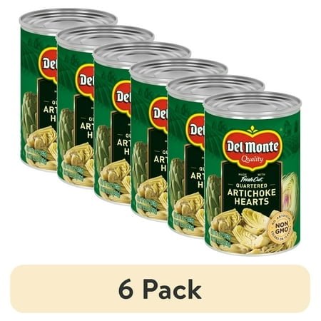 (6 pack) Del Monte Quartered Artichoke Hearts 14 oz Can, Canned Vegetables