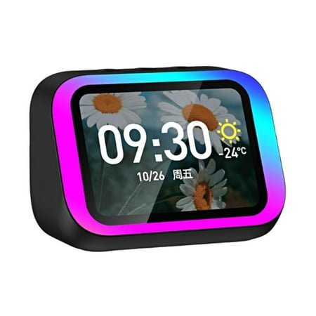 Ai Smart Alarm Clock with Wireless Bluetooth 5.4 Speaker & Dynamic RGB Light,Hi-fi Stereo Sound,Hd Large Screen Display, Time&Weather Display, Hand-Free Calls, Charging Bedside Digital Clock T4F7