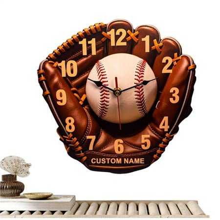 AITOCO Silent Wall Clock Baseball Glove Wall Clock Decor Creative Time Management Tool Wooden Decoration for Bedroom Living Room Kitchen Bathroom Classroom cozy