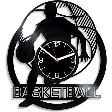 Amblelife Basketball Vinyl Record Wall Clock Basketball Wall Clock Modern Basketball Gift Basketball Clock Basketball Wall Art Sport Home Decor 12 inch Wall Clock Basketball Vinyl Clock Gift for Men