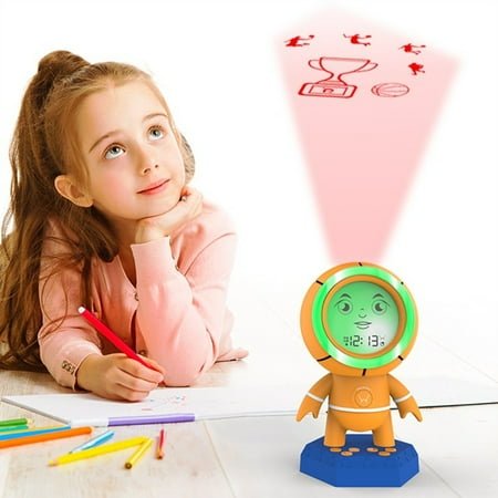 Basketball-Themed Projection Alarm Clock-Features 12-hour digital display equipped with sunrise wake-up light adjustable night light making it an ideal gift sports fans Auto-dimming function suitable