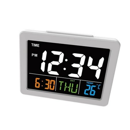 BCMMKLPP Digital Wall Clock Color Large Screen LCD Display Alarm Clock With Date And Day Of Week Temperature Desk Clock For Living Room Bedroom