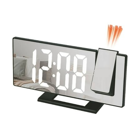 BKFYDLS Projection LED Desk Modern Alarm Clock, 180° Rotating Projection, Mirror Design