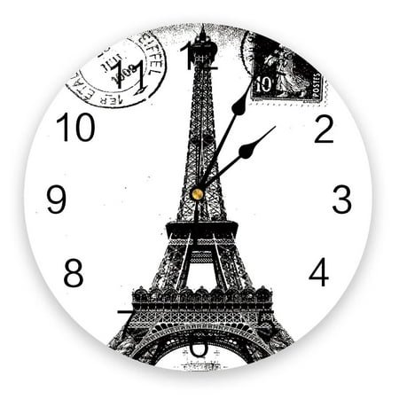 Black And White Paris Design Wall Clocks Silent Home Cafe Office Wall Decor Clocks for Kitchen Wall Art Large Wall Clocks 25cm
