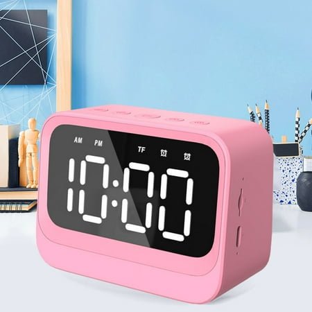Blukids Alarm Clock with Bluetooth Speaker for Bedroom,Loud Digital Clock for Heavy Sleepers Adults, Desk Clocks with Dual Alarms,Large Number,Dimmable,Snooze for Teens Boys Girls(Pink)