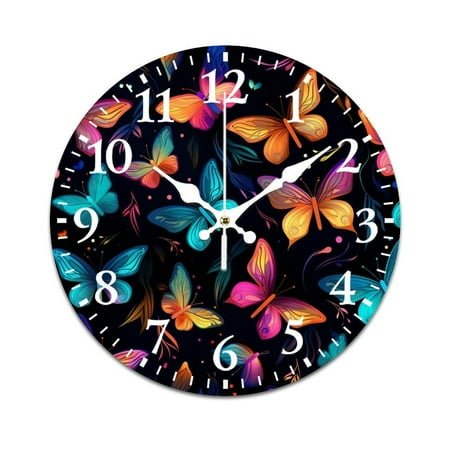 Butterfly Night Light Wall Clock Modern Design Clocks Wall Hanging Home Office School Clocks Round PVC Wall Clocks