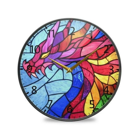 BZSMCE Wall Clock Acrylic Size：9.5*9.5in/11.9*11.9in Dragon's Embrace Design Pattern Clock
