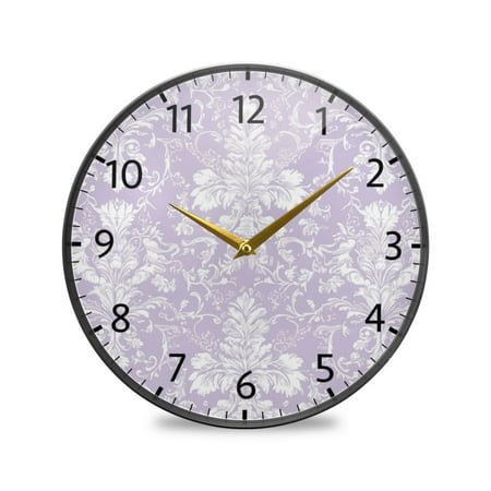 BZSMCE Wall Clock Acrylic Size：9.5*9.5in/11.9*11.9in Whimsical Floral Damask Design Pattern Clock